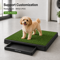 Plateau de propreté pour chien OEM avec tapis en herbe artificielle, tiroir de drainage, réutilisable, anti-fuite, pour l'apprentissage de la propreté des chiots, toilettes d'intérieur pour chiens