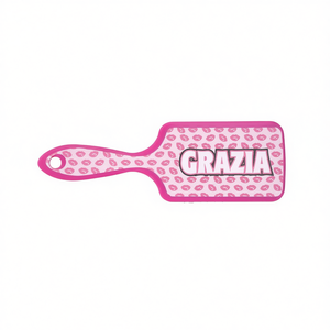Cepillo para el cabello Grazia para bebé, color rosa con diseño de estampado de labios - Product Image 1