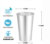 Gobelet à café de jus d'eau recyclé jetable avec logo personnalisé d'usine tasses à couleur changeante en aluminium de fête métallique par sublimation