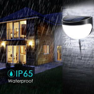 Lámpara Solar Semicircular de Pared con 6 LED, Impermeable para Exteriores, Jardín, Valla, Patio, en Negro, Blanco, Luz Cálida y Arcoíris - Product Image 4