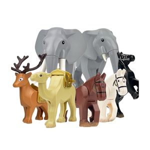 Blocchi di Costruzione in Plastica MOC a Forma di Animali: Elefante, Scimpanzé, Cammelli, Alce, Modello Educativo Fai-da-Te per Bambini e Bambine - Product Image 1
