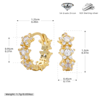 Boucles d'oreilles Huggie Muweike en argent sterling 925 vermeil avec zircon, forme étoile à cinq branches géométrique, pour femmes, bijoux fins