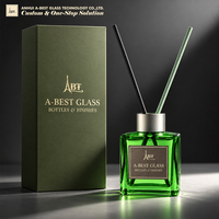 Bouteille diffuseur à roseaux 100 ml vide en verre carré avec bouchon en liège finition mate, luxe moderne pour parfum d'ambiance, vente en gros PPWR