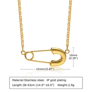 Collar de Moda con Dije de Imperdible de Acero Inoxidable Chapado en Oro de 18k para Mujer, Cadena de Eslabones Casual Deportiva, Regalo para Aniversario o Fiesta - Product Image 4