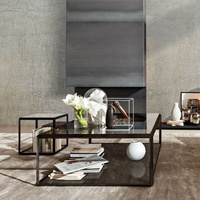 Table basse en verre au design moderne, loft industriel, cadre métallique, table de thé, design industriel,