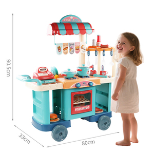 Samtoy - Juego de Cocina de Juguete de 90 cm, Carrito de Comida Rápida Interactivo para Jugar en Interiores, Juego de Cocina para Chef Talentoso - Product Image 2
