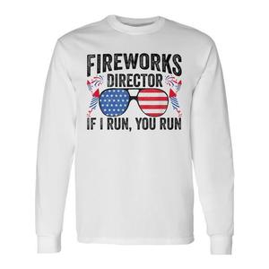 T-shirt a maniche lunghe Fireworks Director con design patriottico del 4 luglio - Product Image 1