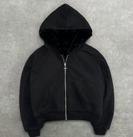 Sweat-shirt à capuche zippé court pour homme en polyester, coupe ample, épais, style streetwear, cardigan zippé, veste à capuche