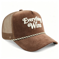 Gorra Trucker HN25 Retro de Moda, Estructurada de 5 Paneles, de Pana Suave con Bordado y Malla Trasera, Accesorio Casual para Acción de Gracias