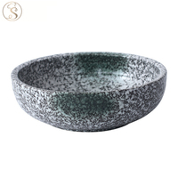 12 "Vaisselle en porcelaine populaire Restaurant Hôtel Grand saladier en céramique noire à salade de fruits