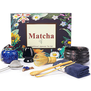 Ensemble de <span class=keywords><strong>matcha</strong></span> en céramique et bambou écologique NEWELL avec boîte cadeau personnalisée, fouet à thé, bol, cuillère, tamis pour la cérémonie du thé - Product Image 1