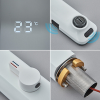 Robinet de lavabo de luxe moderne intelligent à capteur automatique Robinet mitigeur d'eau chaude et froide sans contact avec affichage LED Robinet de lavabo pour salle de bain