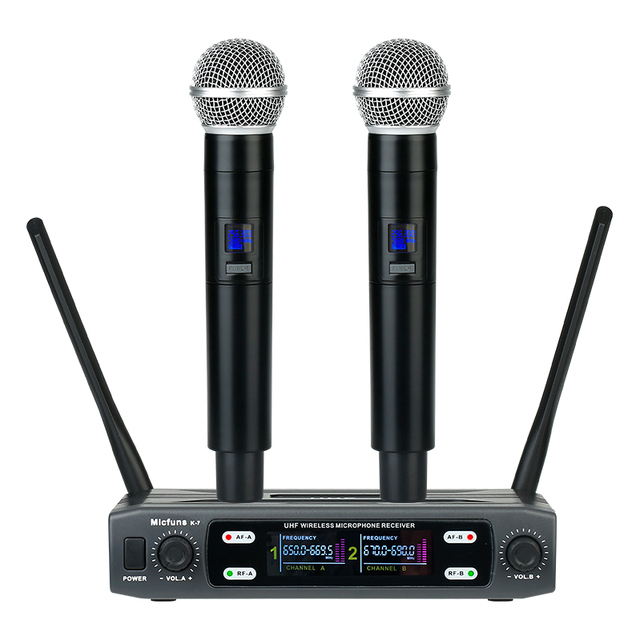 Wireless Handheld Microphone System with Omnidirectional Lapel Speaker XLR Connector Internal Battery for Home Karaoke Recording