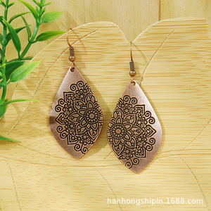 Copper Alloy <b>Drop</b> Earrings Antique <b>Bronze</b> Plated Flower Pattern Bohemia Style Women's Fashion Dangle Earrings - Product Image 4