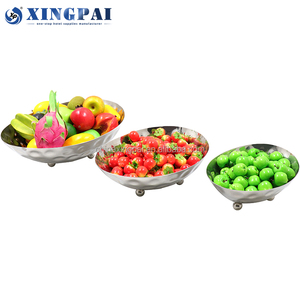 XINGPAI Catering Equipment Buffet Stainless Steel Plate Food Fruit <strong>Dishes</strong> Hammered Silver Fruit Display <strong>Stand</strong> - Product Image 2