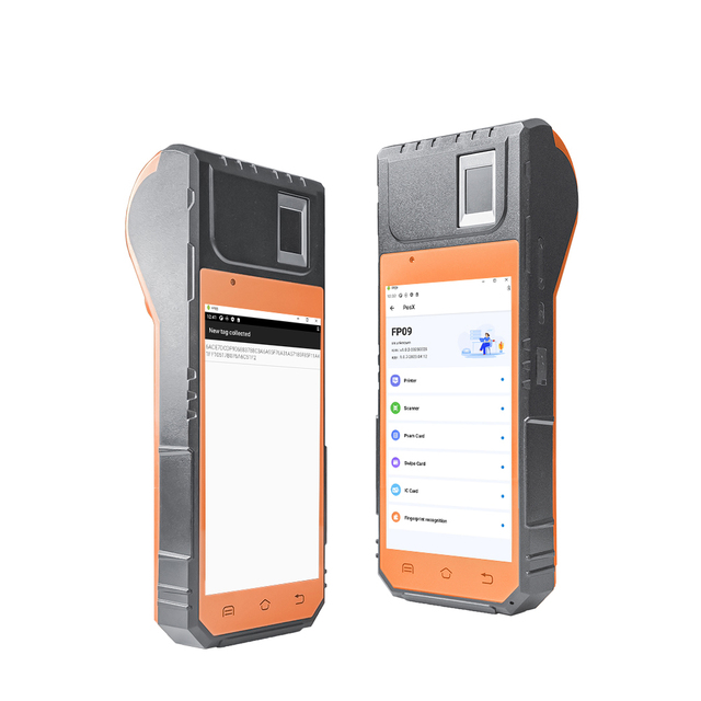 FP09 Android 11 QR Code Fingerprint Biometric POS Terminal for Mobile Payment with Barcode PSAM Fingerprint Sensor SIM Card