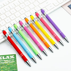 Pena bola hitam 1.0mm kustom, spidol Laser terukir Logo promosi ekonomis Stylus logam untuk - Product Image 1