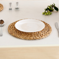 Napperon en jacinthe d'eau vintage rond naturel fait à la main écologique en gros XL pour la décoration de table à manger de mariage