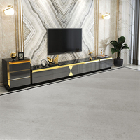 Ensemble de supports TV en cuir et en marbre, table basse, de luxe, design moderne, meubles de salon