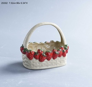 Cestini di frutta <span class=keywords><strong>in</strong></span> <span class=keywords><strong>ceramica</strong></span> di fragole più venduti per decorazioni natalizie e contenitori per pane versatili - Product Image 5
