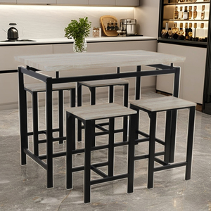 Ensemble de meubles de bar en bois de style antique table haute et chaises pour salle à manger ou cuisine panneau haut <span class=keywords><strong>comptoir</strong></span> en bois - Product Image 3