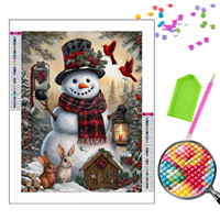 Kit de Peinture Diamant 5D Complet pour Noël, Scène Hivernale Bonhomme de Neige, Art Diamant DIY, Cadeau de Fêtes pour Décoration Murale Domestique