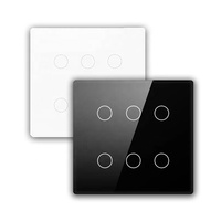 Interrupteur tactile intelligent en verre 6 gang avec application, contrôle par fil neutre, interrupteur Graffiti Zibgee, spécifications indiennes 124