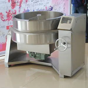 Food Industry planetary Automatic Gas heating jacketed kettle cooking with mixer and lid