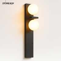 Lampe murale minimaliste italienne en pierre noire pour chambre à coucher, chevet, salon, couloir, escalier - Éclairage d'ambiance décoratif