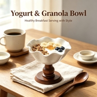 Bol à gâteau en céramique rétro de style américain, coupe à glace élégante à pied haut, bol à dessert en bois de style français, luxe léger