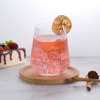 Hxglass Grande Capacité Isolé Vertical-rayé Tasse Verre Drinkware pour Lait Glace Café Soda Bière dans Restaurant 16oz Tasse En Verre