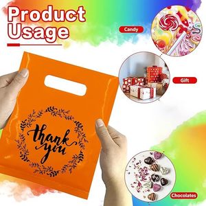 Bolsas de regalo con asa de plástico, 10 colores, 100 unidades, con impresión de agradecimiento, para cumpleaños, baby shower, bodas, recuerdos de fiesta, dulces y galletas - Product Image 5