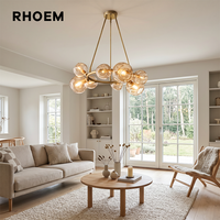 Lustre Rond en Verre Transparent RHOEM, Lustre en Verre pour Salon, Villa, Décoration d'Éclairage de Luxe, Lampe Suspendue pour la Maison