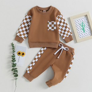 Conjunto de dos piezas para niños pequeños, sudadera con cuello redondo y cintura elástica, pantalones deportivos con cintura elástica, conjunto de dos piezas para otoño e invierno - Product Image 2