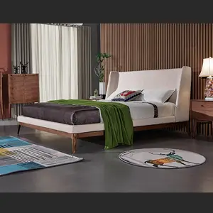 Modern luxo design inteligente quarto mobiliário América madeira maciça quadro couro king size cama