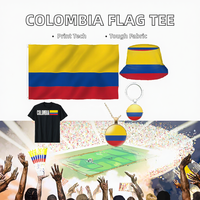 T-shirt en polyester imprimé numériquement avec le drapeau de la Colombie jaune bleu rouge pour femmes, hommes et enfants, prix bas, kit de supporter de football, marque MIDU