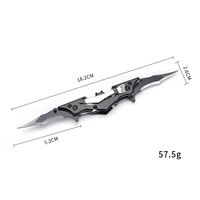 Couteau pliant à double lame, couteau de poche pliant en forme de batte, mini couteau multifonctionnel en acier inoxydable 3CR13, camping en plein air, EDC