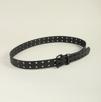 Ceinture en cuir lisse noir intégral élégante avec boucle ardillon en alliage, ajustement universel, style décontracté, largeur standard