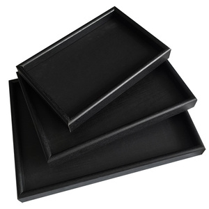 Đen MDF khay gỗ đơn Tier trang trí hình chữ nhật khay cho nhà bếp sử dụng đối với trang sức Display Counter dresser Bàn cà phê - Product Image 1