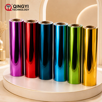 Rouleau de vinyle thermocollant PU métallisé chromé HTV haute température pour textiles, t-shirts, vêtements, DIY