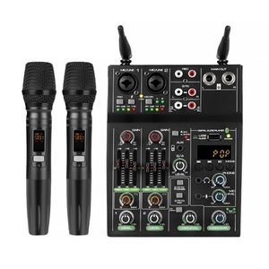 Consola Mezcladora de Audio de 4 Canales, Mezclador de Micrófono Inalámbrico Uno para Dos, Bluetooth, Karaoke, UF4-M BT UHF, Nuevo, Grabación en Vivo - Product Image 1