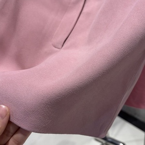 2025 Autumn <strong>Pink</strong> Suede Mini <strong>Skirt</strong> Real <strong>Leather</strong> <strong>Skirt</strong> Sheepskin <strong>Skirt</strong> - Product Image 3