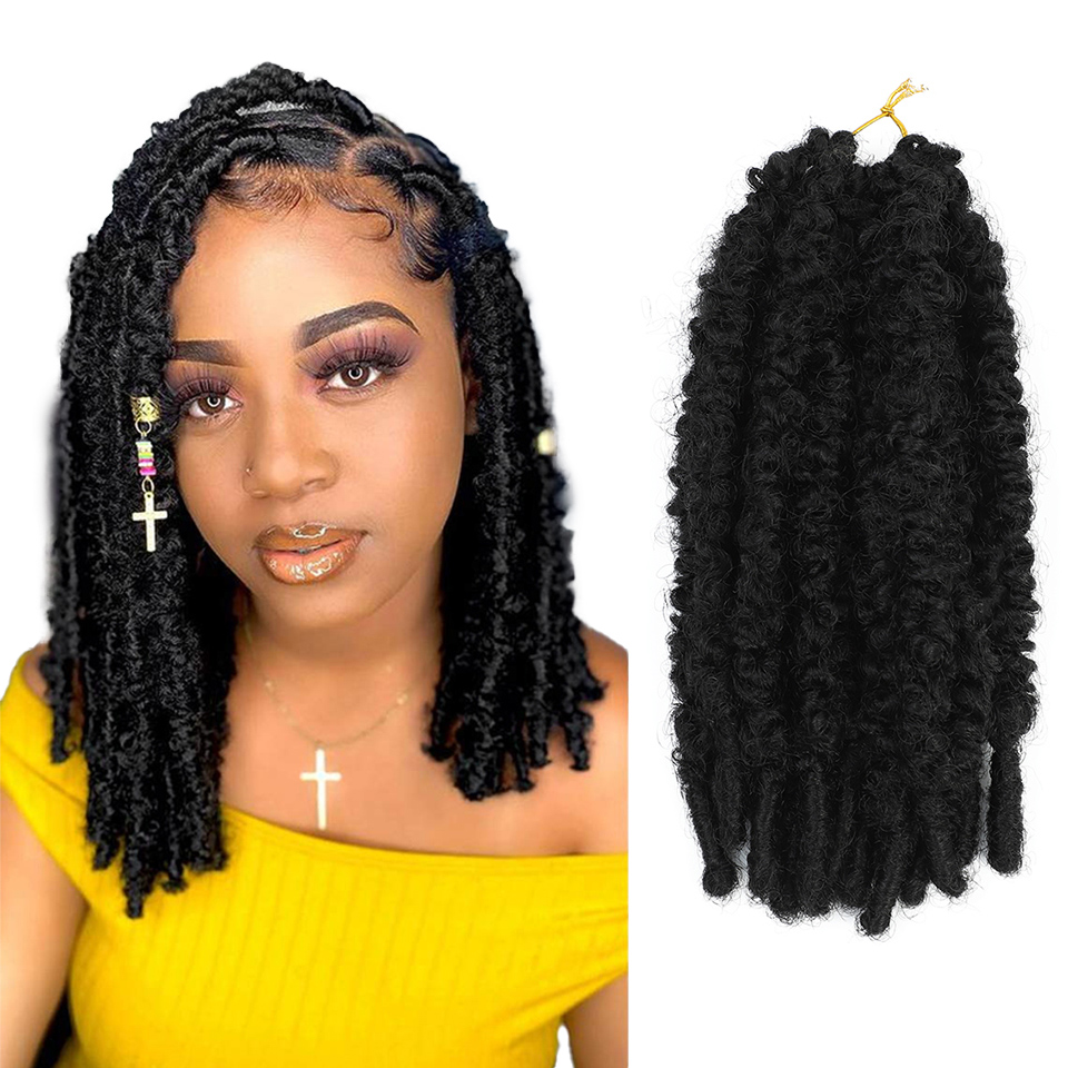 Pré-boucle papillon Locs Passion africaine torsion en détresse Faux Locs synthétique bricolage Crochet tressage Extension de cheveux pour les femmes noires