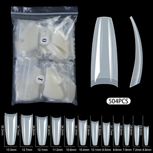 500 pièces/sac Faux ongles en ABS, demi-couverture, forme Stiletto et Cercueil, naturels et fins, pour extension d'ongles, usage professionnel en salon - Product Image 2