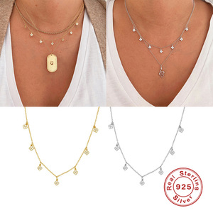 Kisvi S925 <span class=keywords><strong>collana</strong></span> di zirconi in oro placcato <span class=keywords><strong>quadrifoglio</strong></span> in <span class=keywords><strong>argento</strong></span> sterling - Product Image 4