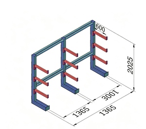 Estantería Cantilever Individual de 4 Niveles, Acero Azul con Recubrimiento en Polvo, Sistema de Almacenamiento Ajustable - Product Image 6