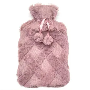 High Quality 2L Hot Water Bottle/Bag with Fluffy Plush Cover for Warm, Periods Pain Relief