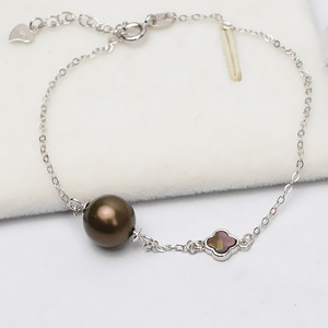 S925 Silver DIY Women's <b>Bracelet</b> with Lucky Grass <b>Shell</b> Empty Pearl Tray Semi-Finished 554 Jewelry Accessories - Product Image 5