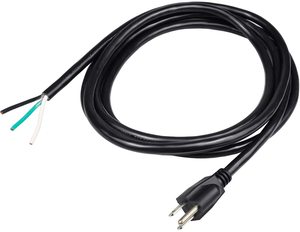 Câble d'alimentation NEMA 1-15P à 2 broches, extrémité ouverte, prise CA, fil dénudé noir 18AWG pour appareils électroménagers et équipements d'éclairage - Product Image 1