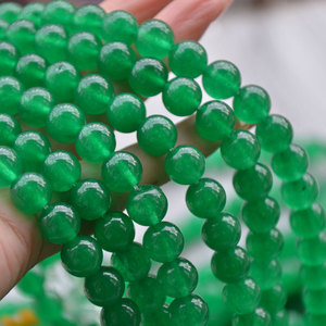 Cuentas redondas de jade natural verde esmeralda de 4mm-12mm para la fabricación de joyas - Product Image 4